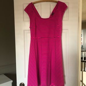 Hot pink and black striped dress